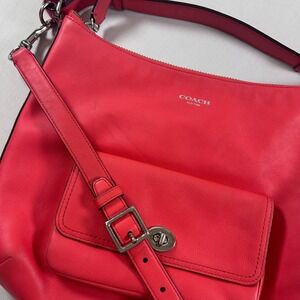 Coach Legacy Courtenay Hobo Purse 2 Way Shoulder Bag Bright Coral Style #22381